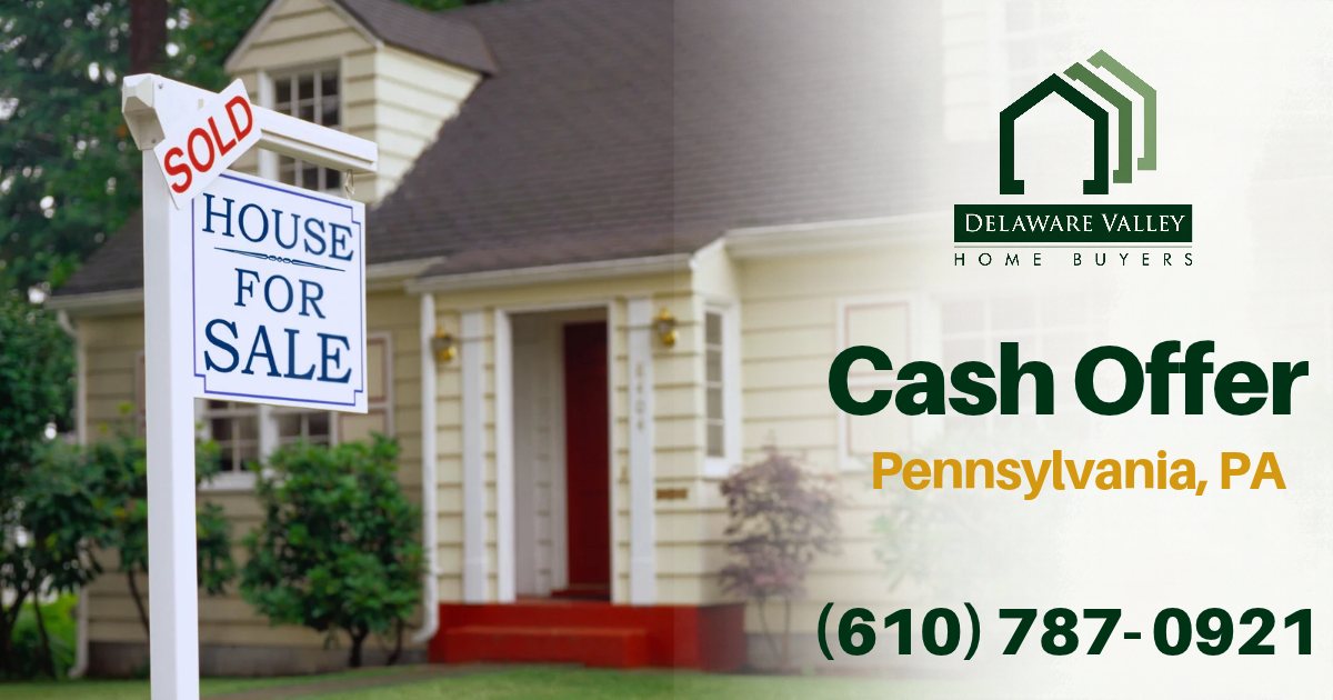 House for sale with a sold sign in Pennsylvania: Delaware Valley Home Buyers makes cash offers on homes that failed a U&O inspection, call (610) 787-0921